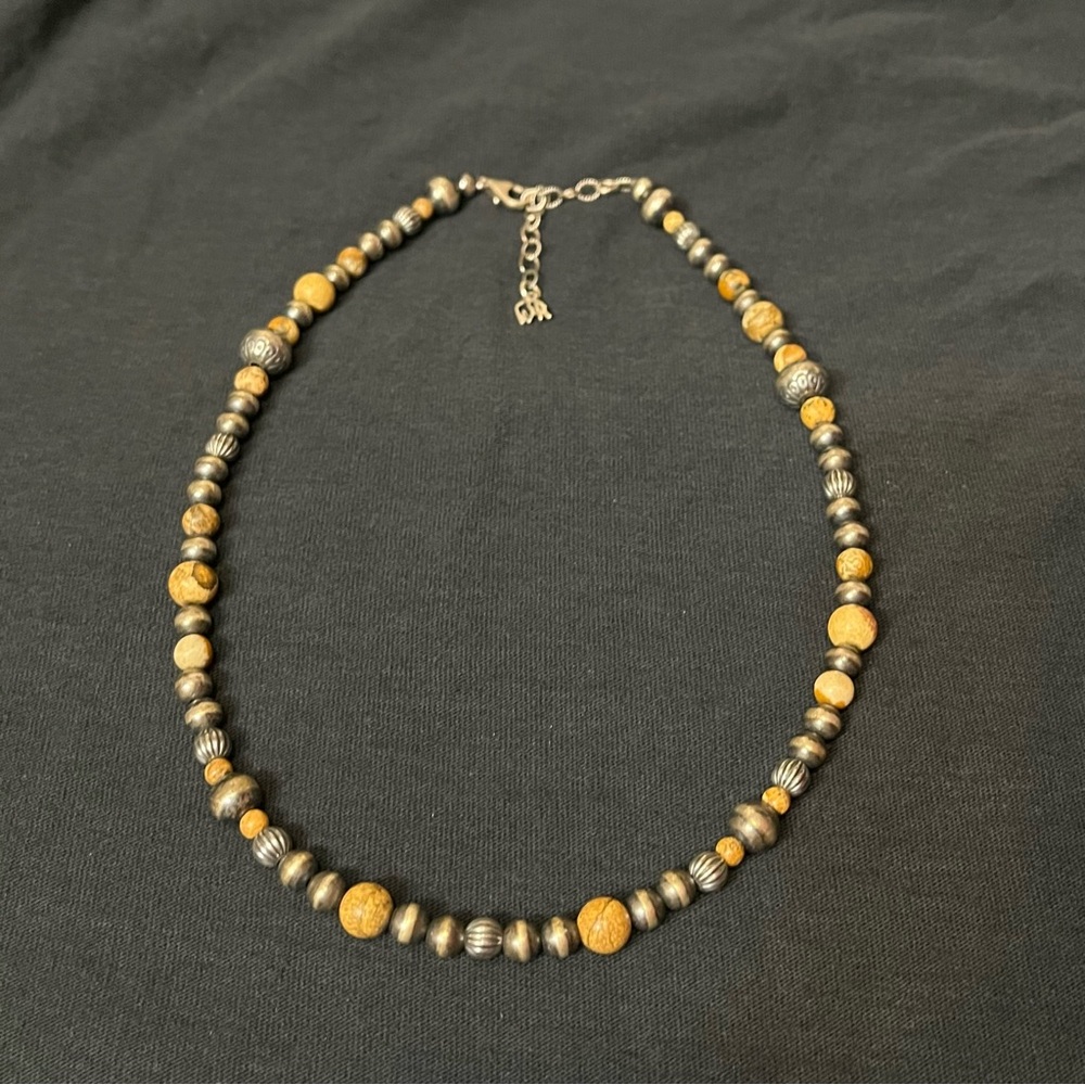 Carolyn Pollack Sterling Decorated Beaded & Picture Jasper Necklace For Women